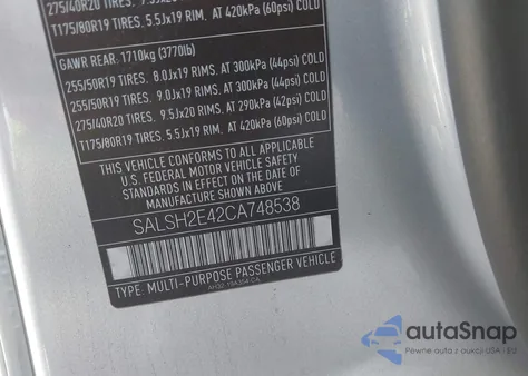 2012 Land Rover Range Rover Sport Supercharged из США, поврежденный, VIN SALSH2E42CA748538